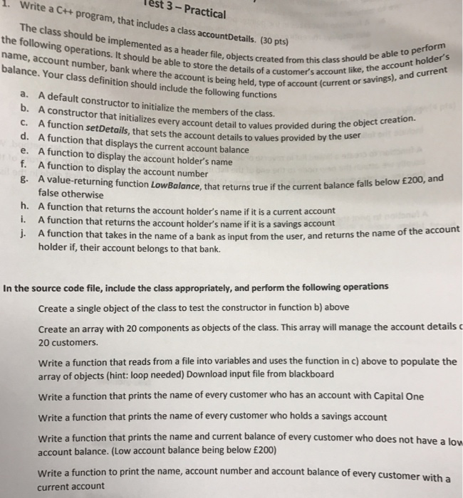  est 3-Practical . Write a C++ program, that includes a class