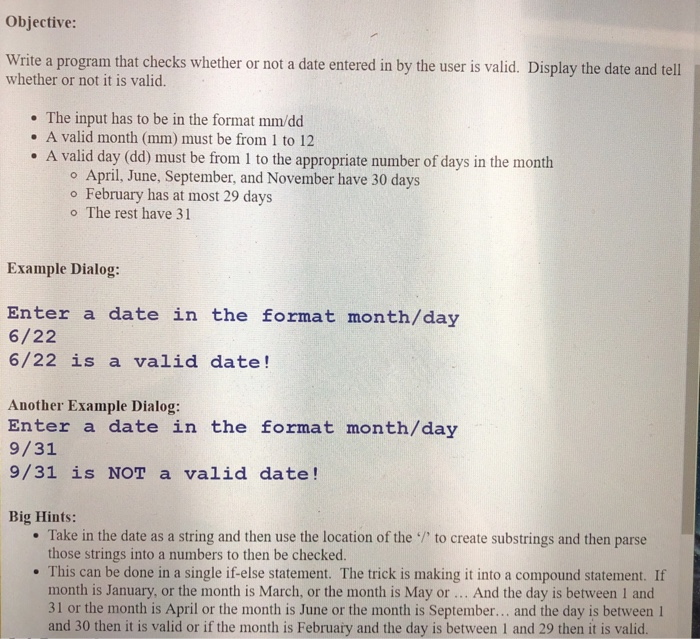  Code using dr.java Objective: Write a program that checks whether or