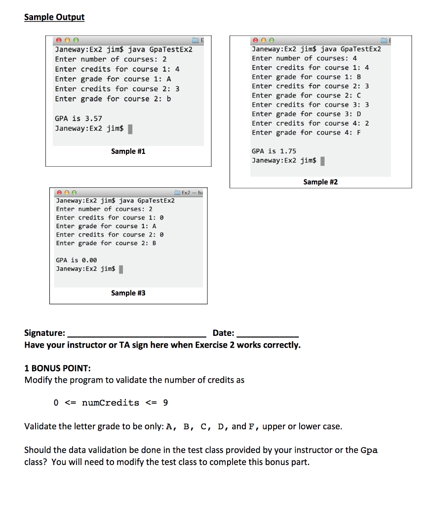 credits; /umber of credits for a course String grade; //grade for course