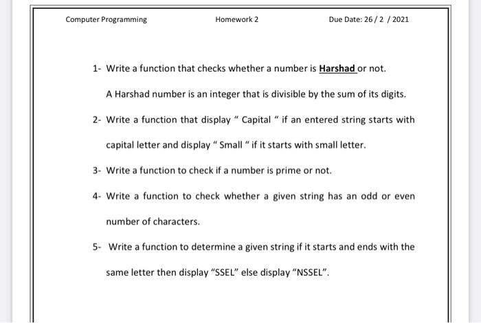 homework programme language is visual basic VB.net Computer Programming Homework 2 Due