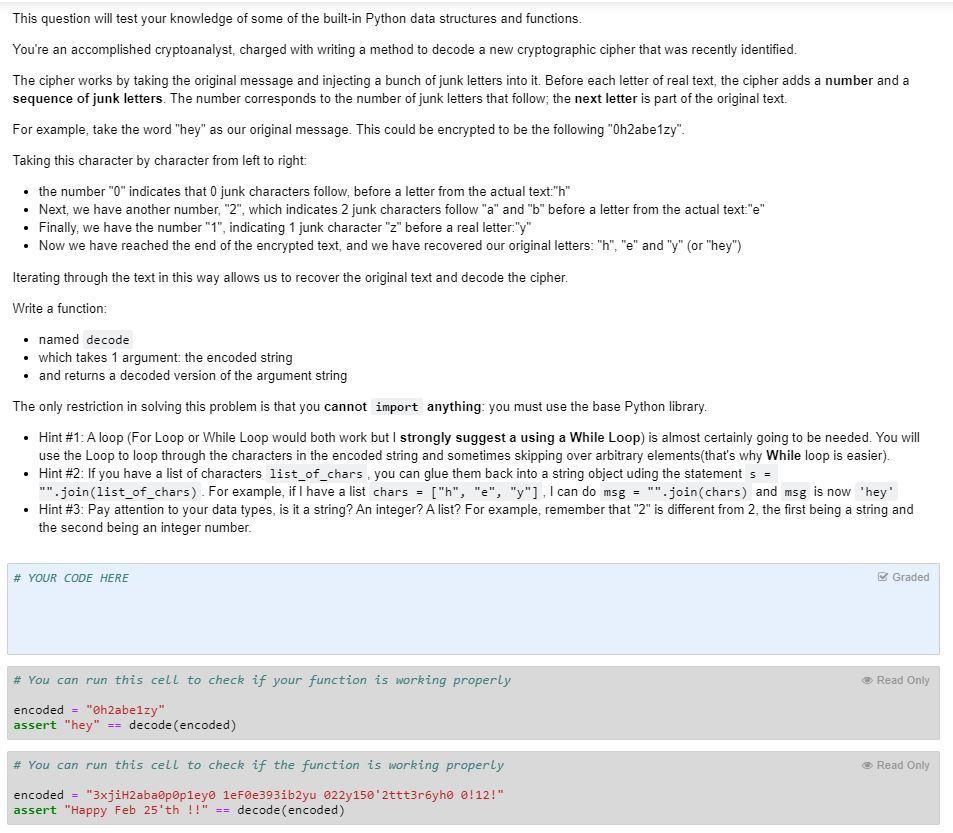  This is for python on jupyter. This question will test your