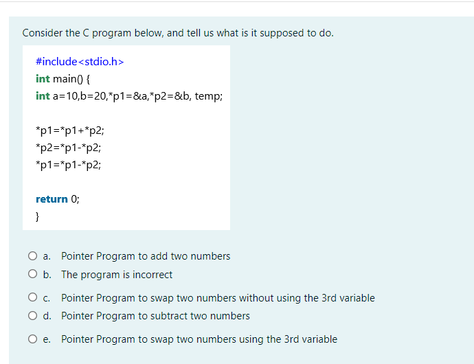  Consider the C program below, and tell us what is it