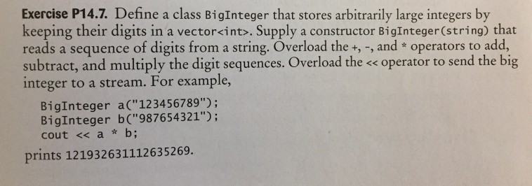  can I get a working example in c++ Exercise P14.7. Define