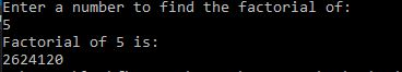 code. #include using namespace std; void factorial(int n); int fact(int i, int