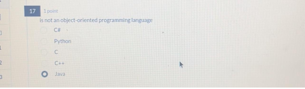  171 point is not an object-oriented programming language C# Python C++