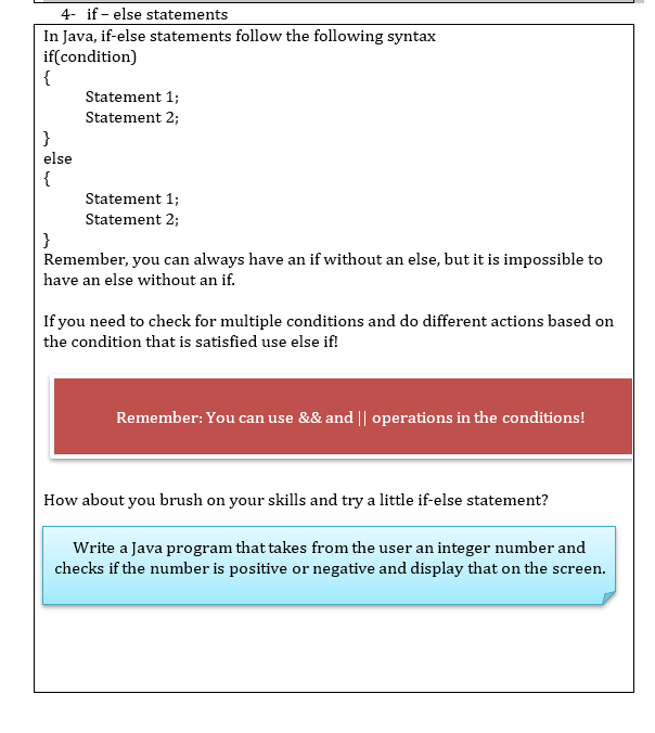 undefined 4- if-else statements In Java, if-else statements follow the following syntax