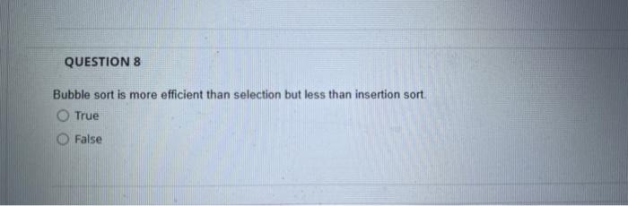 to the size of the array. True False QUESTION 7 The base