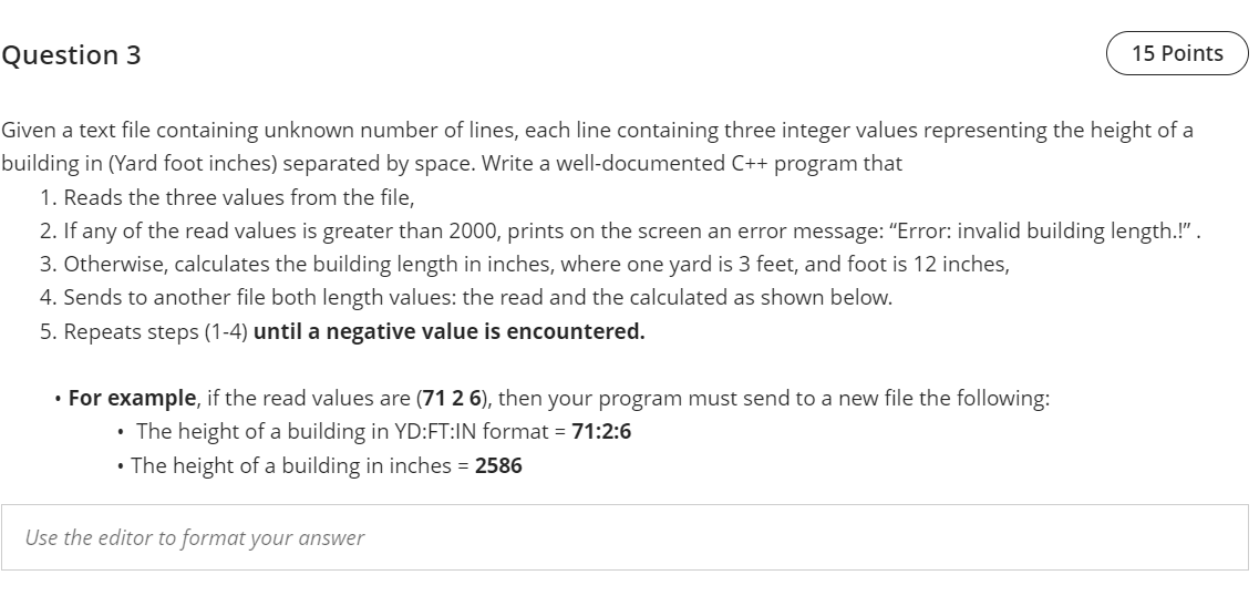 should be in c++ please Question 3 15 Points Given a text