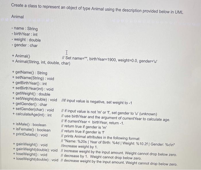  Please use Java, Thank you. 8-1 Create a class to represent