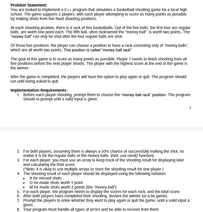 One c++ program, follow instructions carefully. Must print racks Problem Statement: You