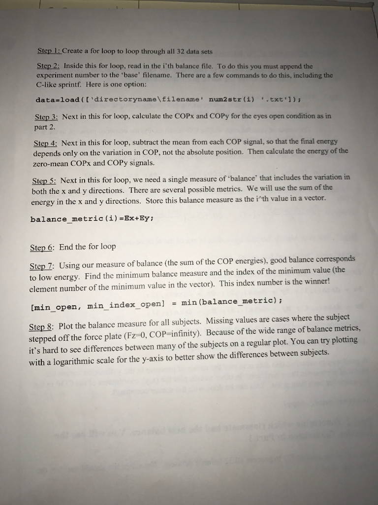 Matlab function to calculate the center of pressure (COP) in the x