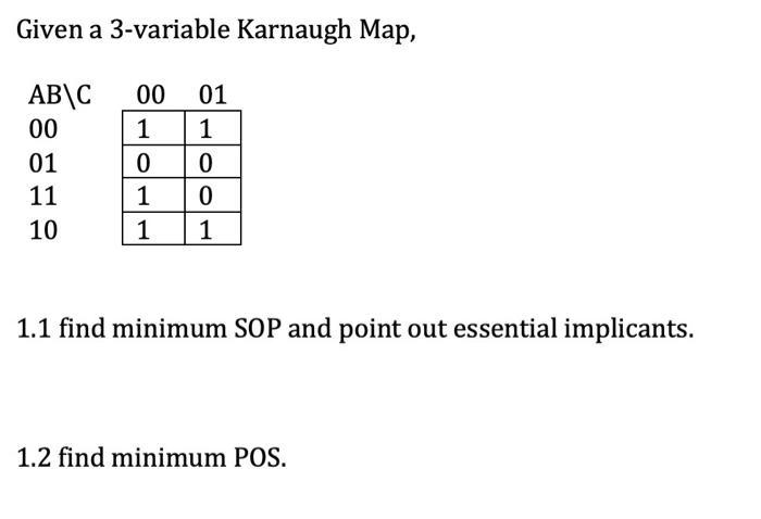 10 1.1 find minimum SOP and point out essential implicants. 1.2 find