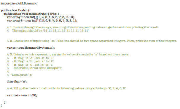  Java import java.util.Scanner, public class Prelab public static void main(String[] args)