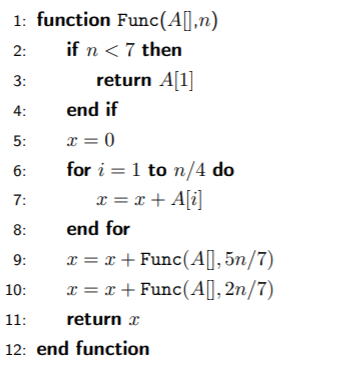 Write a recurrence relation describing the WORST CASE running time of each