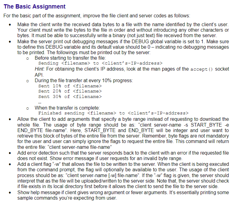  The Basic Assignment For the basic part of the assignment, improve