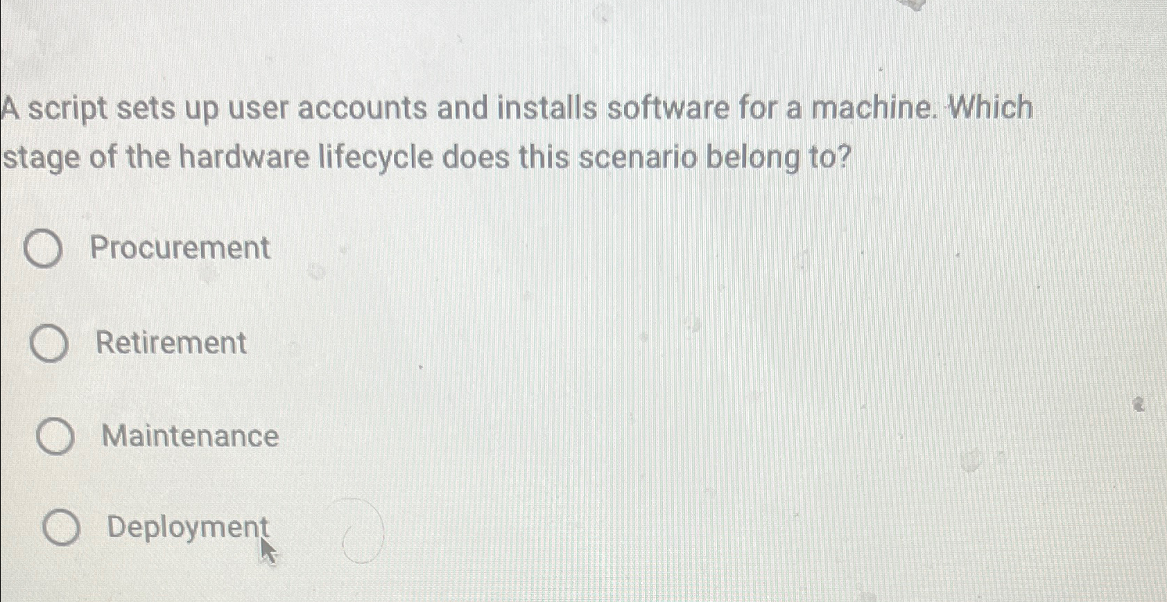  A script sets up user accounts and installs software for a