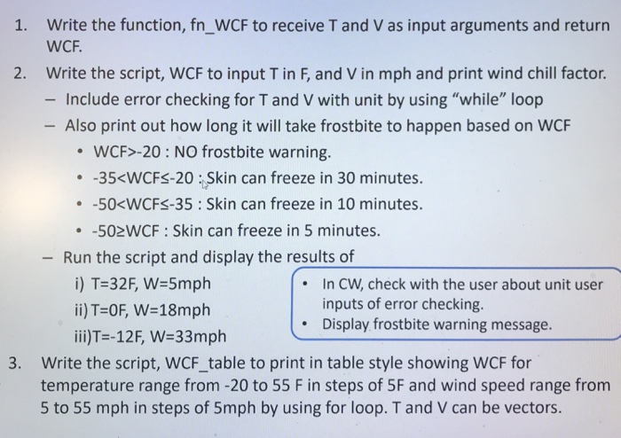 matlab and command output. it should include fn_WCF.m WCF.m WCF_table.mand command. thanks
