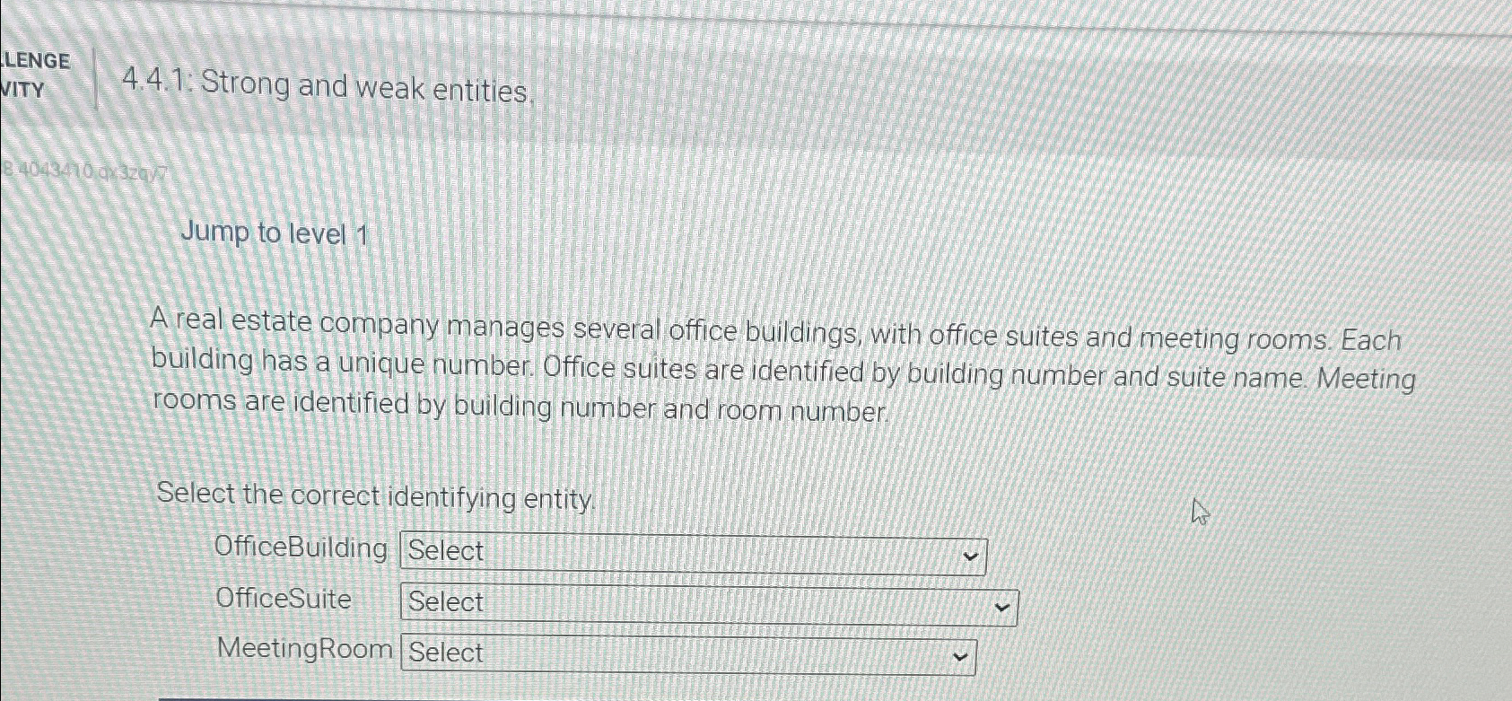  4.4.1: Strong and weak entities, Jump to level 1 A real