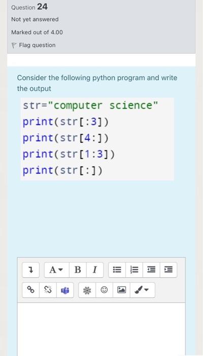 Please, I want a quick solution through the Python program Question 24