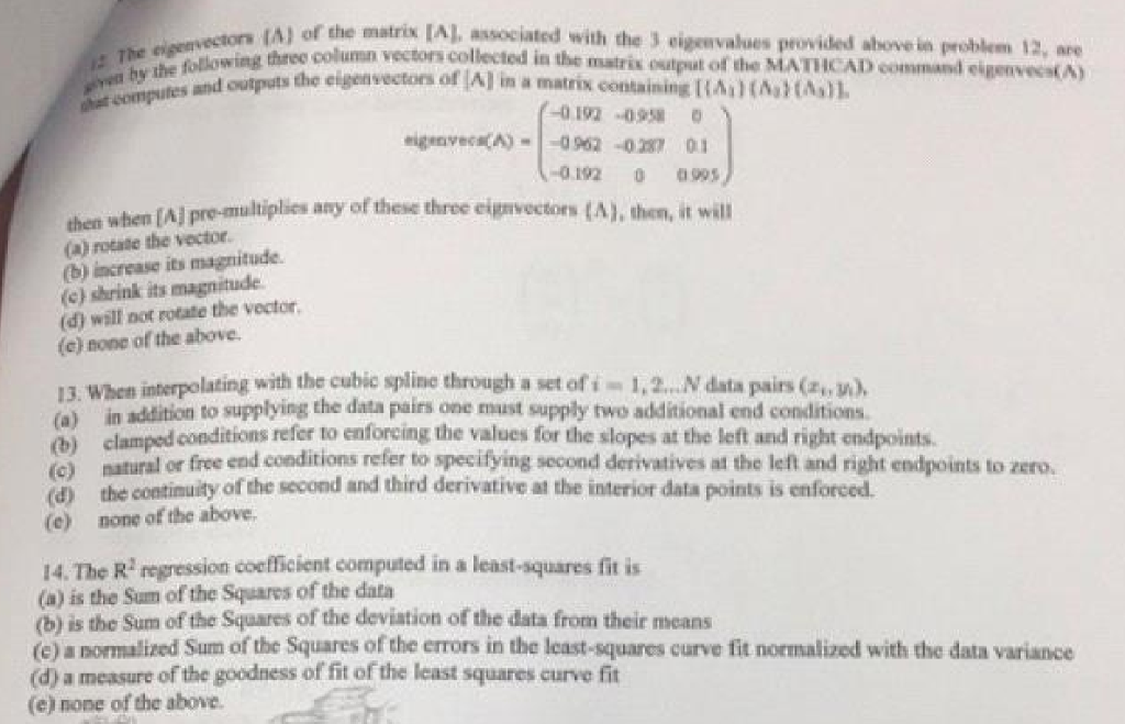 Please solve #14 matrix [AI, associated with the 3 eigenvalues provided above