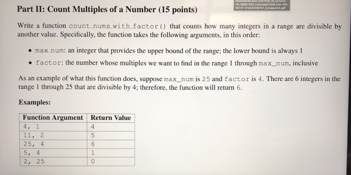  program is pycharm 104- 10 sec. Part II: Count Multiples of