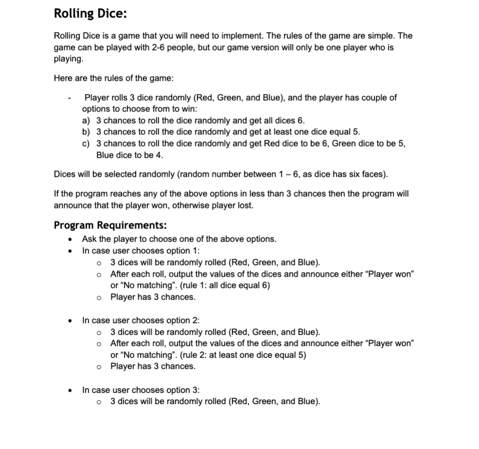 Need code for this in python & algorithm as well, please! Rolling