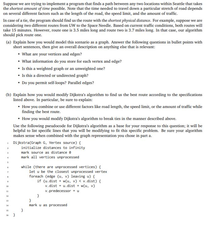  Suppose we are trying to implement a program that finds a
