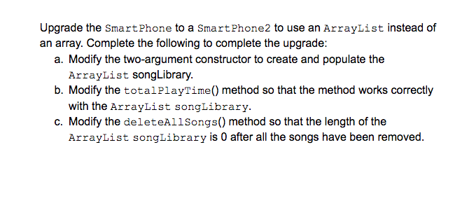 *NEED HELP MAKING CHANGES TO JAVA CODE* SongUpgrade.java public class SongUpgrade {