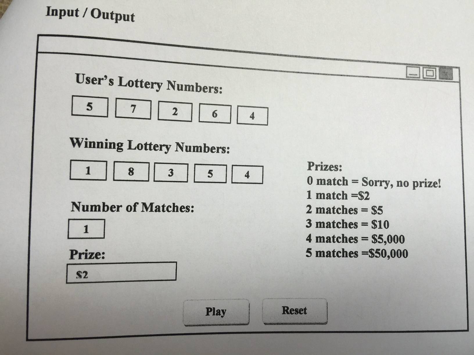 I need this done in Java. Write a lottery application that simulates