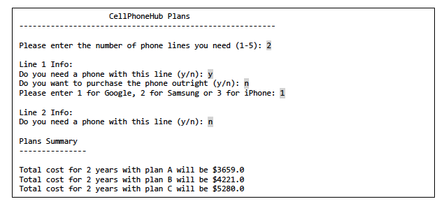 service that helps user choose an appropriate phone plan in Canada. They
