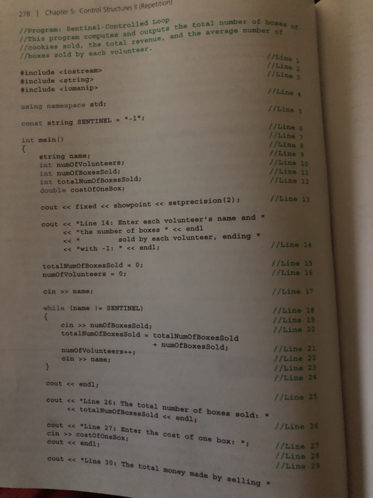 Example 5-4 uses a sentinel control loop to process cookies sales data.