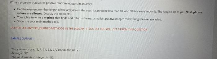  JAVA Write a program that stores positive random integers in an