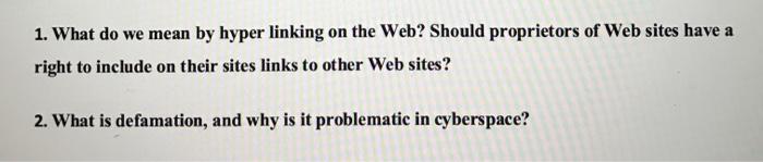  1. What do we mean by hyper linking on the Web?