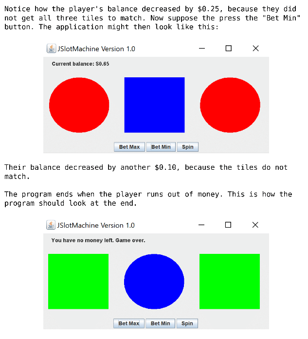 of the GUI done for the slot machine but have no clue