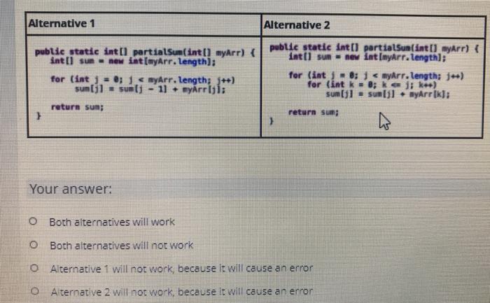 for the "partialSum" method. public static void main(String[] args) { Nint[] a