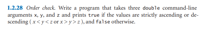  Can you write this code in Java. Appreciate it 1.2.28 Order