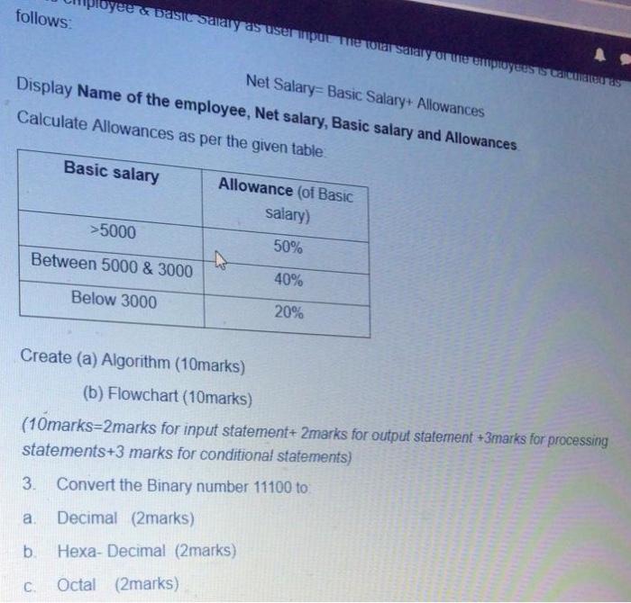 50 employees in a company. Accept Name of the employee & Basic