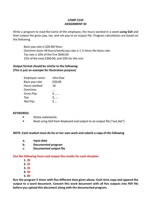 code in java please COMP 2143 ASSIGNMENT #2 Write a program to