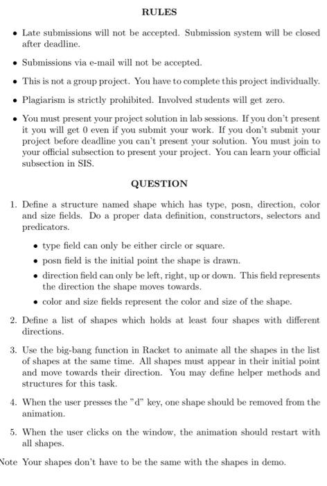 Term Project Deadline: 03.01.2021 RULES Late submissions will not be accepted. Submission