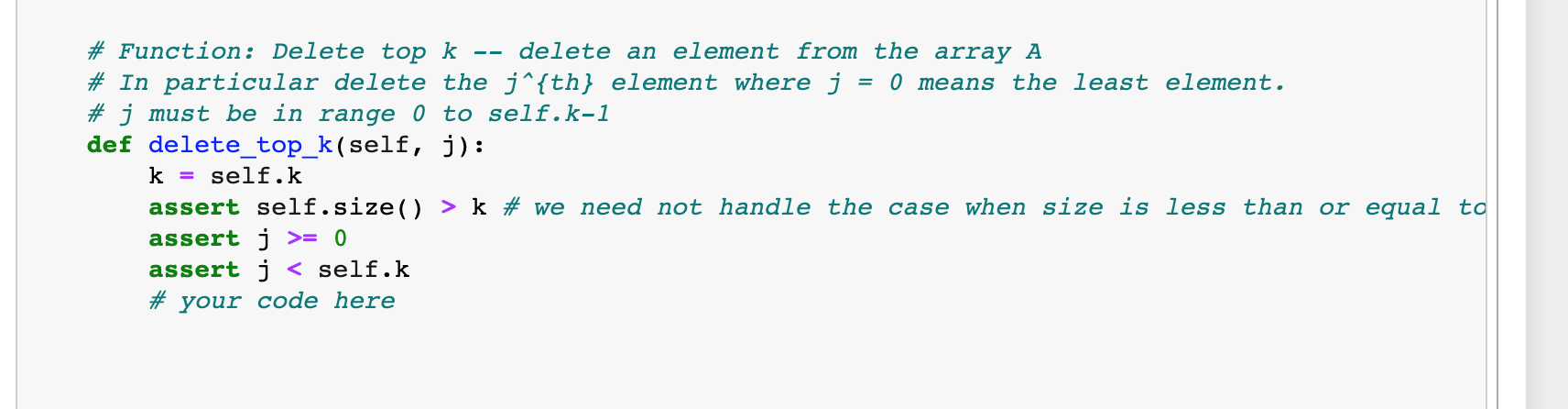 j{th} element where j=0 means the least element. \# j must be