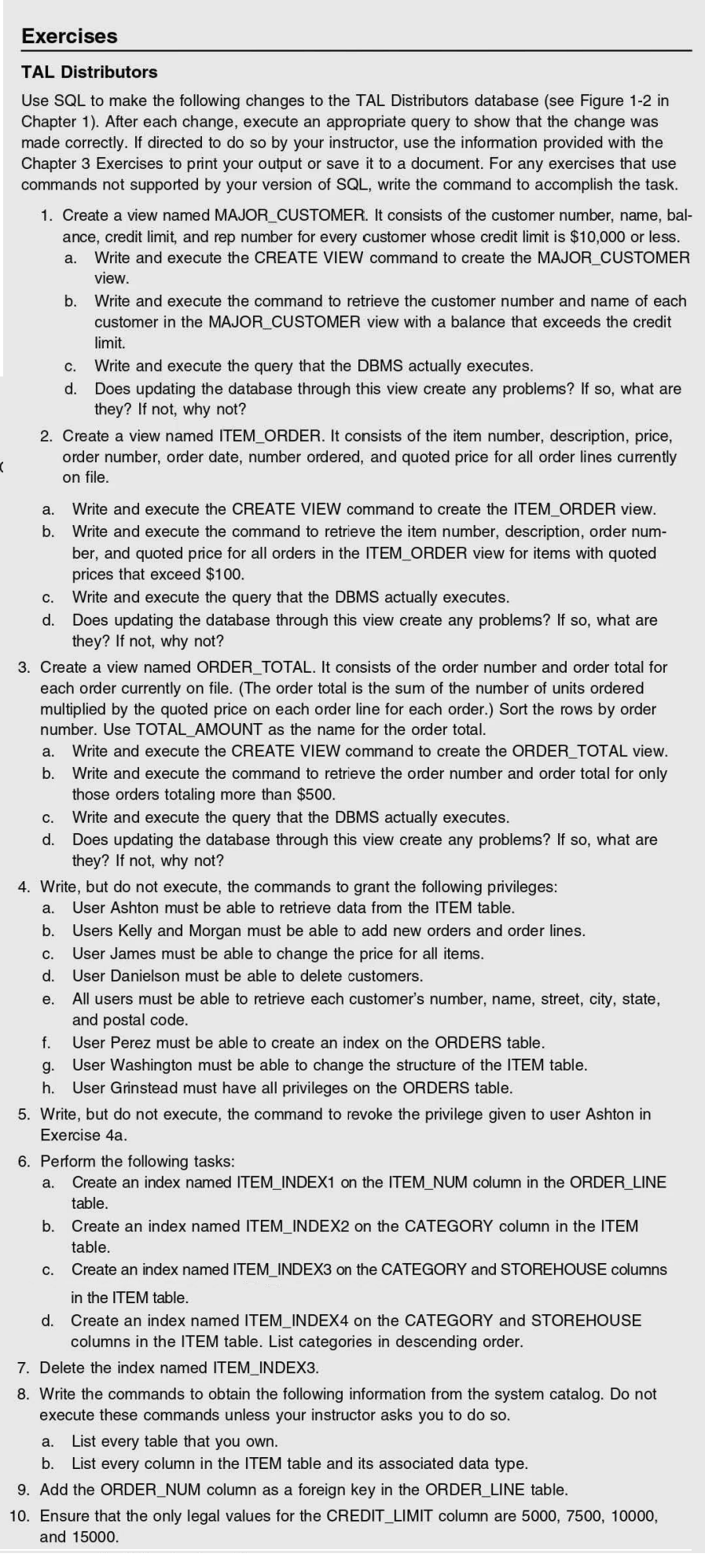 TAL DISTRIBUTORS From: FULL A Guide to SQL, Ninth Edition by Philip