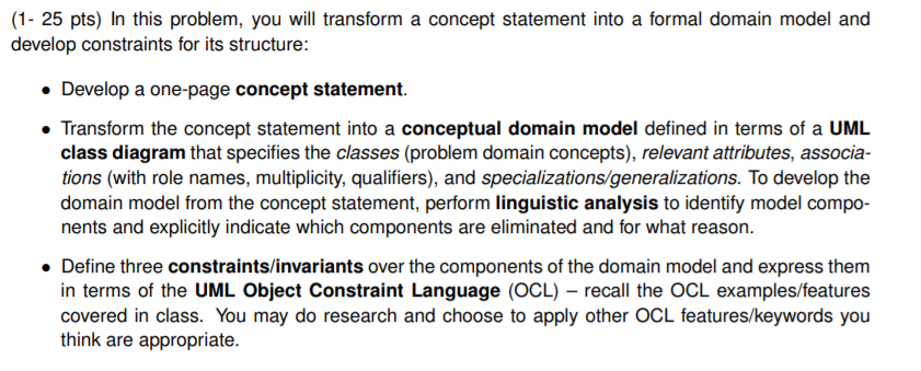  (1- 25 pts) In this problem, you will transform a concept