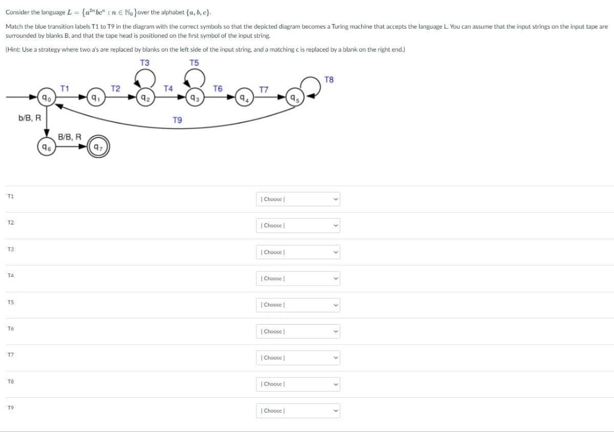 correct answer please Consider the language L = {a?" bc": n