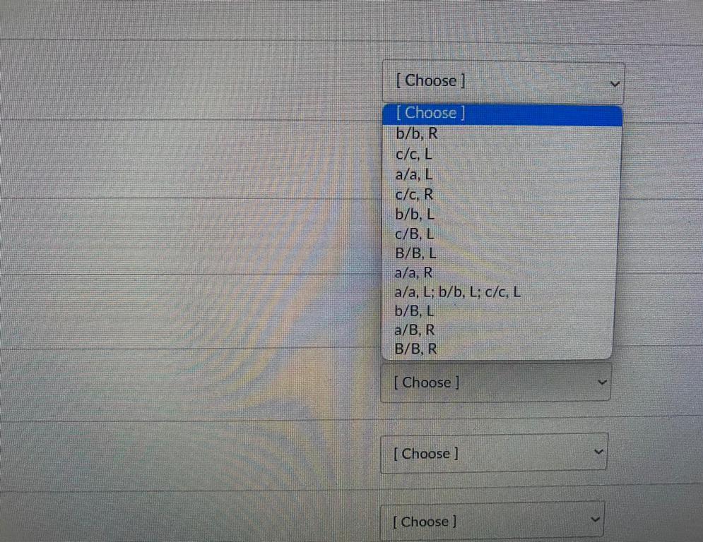 No }over the alphabet {a,b,c}. Match the blue transition labels T1 to