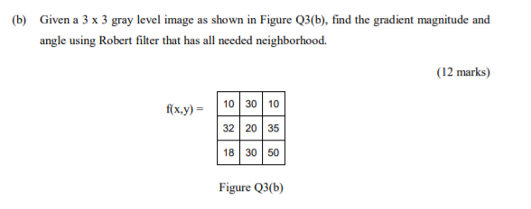 (b) Given a 3 x 3 gray level image as shown