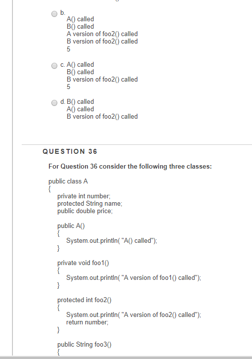 return number public String foo30 System.out.println("A version of foo30 called") return "Hi