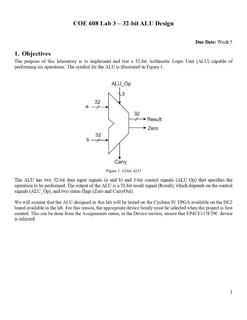 Please provide the vhdl code in Quartus II for the ALU