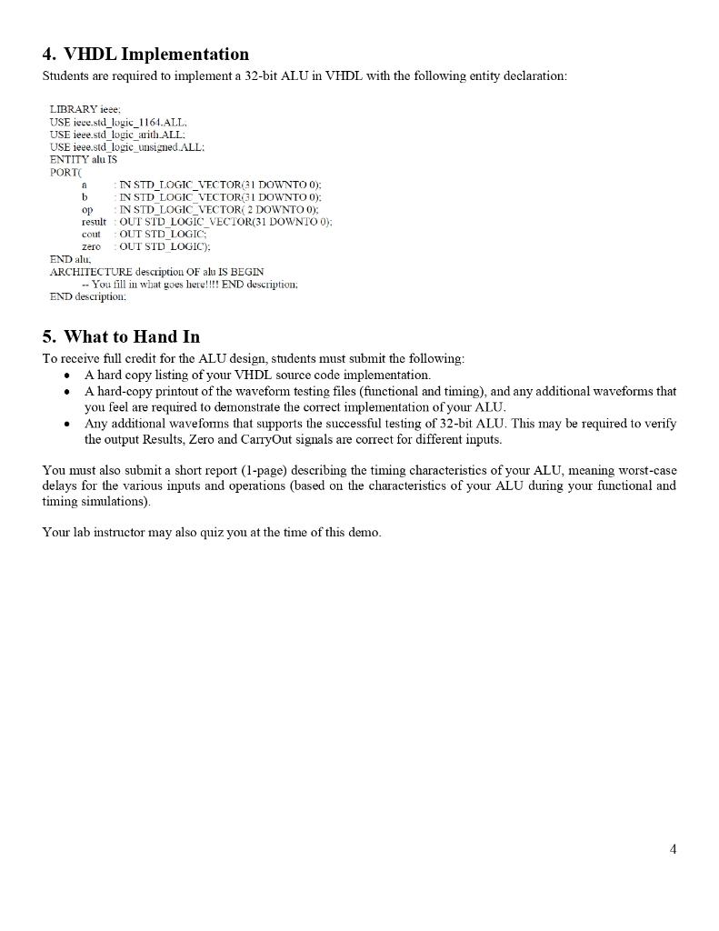 test a 32-bit Arithmetic Logic Unit (ALU) capable of performing six operations.