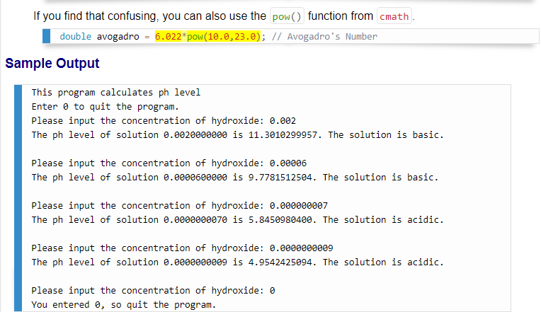 the pH level of a given solution. A solution with a pH