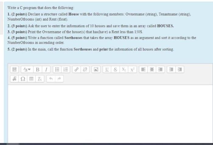  With C language please solve this question with (structures ) Write